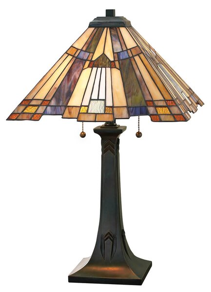 QUOIZEL Lampada da tavolo Inglenook con vetro colorato