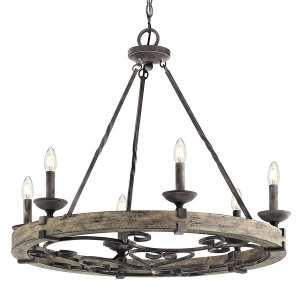 KICHLER Lampadario a soffitto Taulbee, dimmerabile, Nero, Soggiorno / Sala da pranzo, Metallo, Campagna / Rustiche, Lampadario