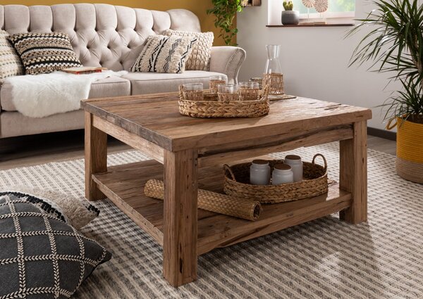 Tavolino da salotto in legno di Teak 90x90x45 naturale grezzo