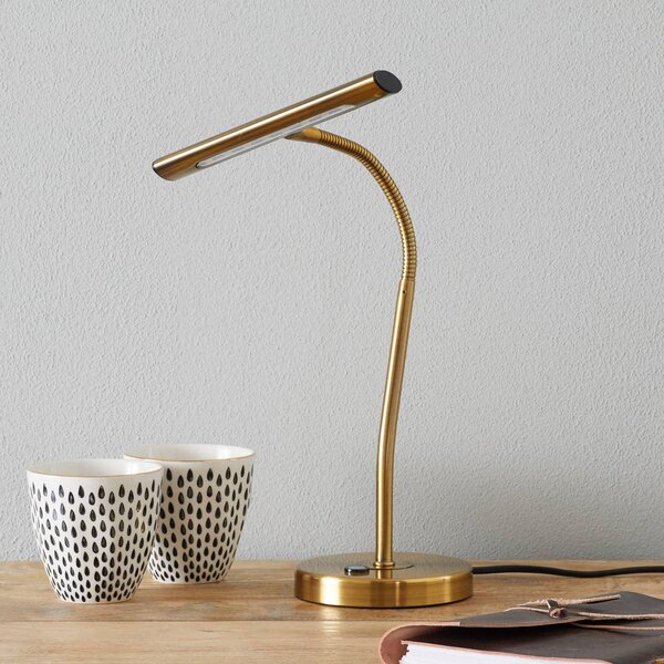 Trio Lighting Lampada da scrivania a LED CURTIS, dimmerabile, Bronzo / Ottone antico, Studio / Ufficio, Metallo, Moderno, Lampada da tavolo LED