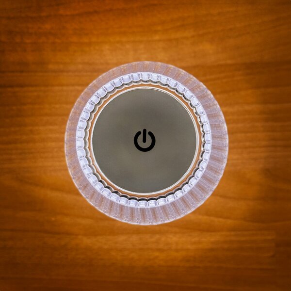 Lampada da tavolo Led touch Kristall luce regolabile 2W portatile a batteria ricaricabile USB Type-C Novaline