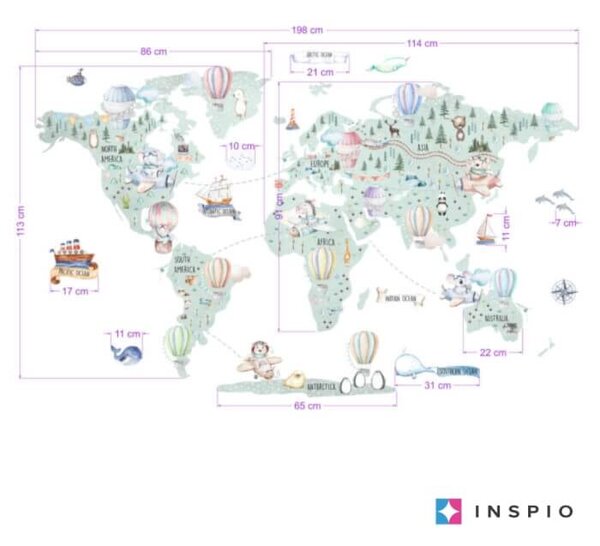 Adesivo da parete - Mappa di viaggio per bambini