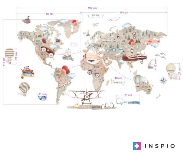Mappa del mondo marrone - per i piccoli avventurieri
