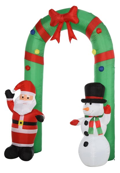 Arco Natalizio Gonfiabile H244 Cm Con Luci Led Babbo Natale E Pupazzo Di Neve Per Esterno
