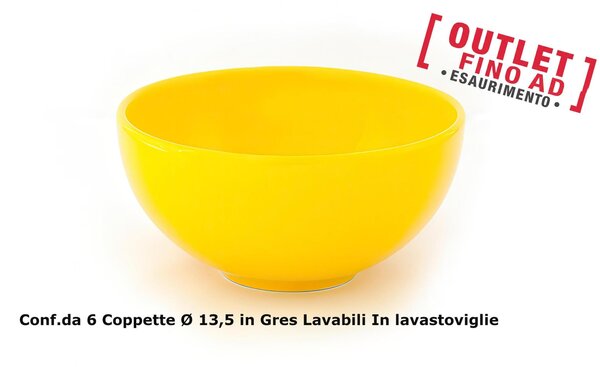 Coppette da Macedoni 6 pezzi diametro 13x13x h11 cm - 250 Ml in GRES adatto alla lavastoviglie colore Giallo