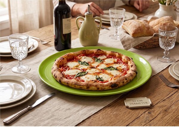 Piatto Rotondo da Portata, Torta, o Pizza diametro 32x32x h 2cm - in GRES adatto alla lavastoviglie colore verde