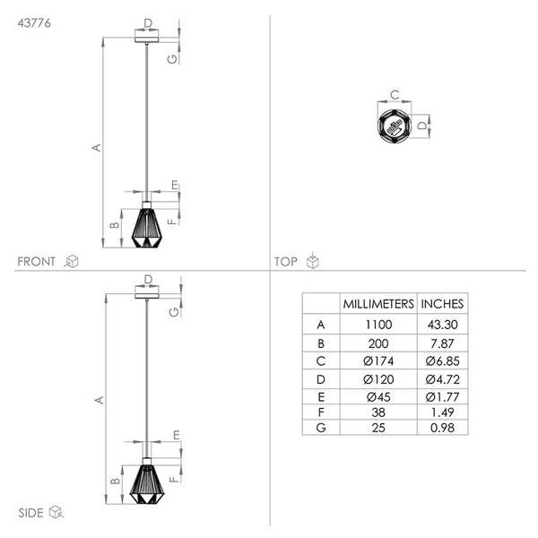 Lampadario Contemporaneo Adwickle 1 Luce Metallo Nero E Tessuto