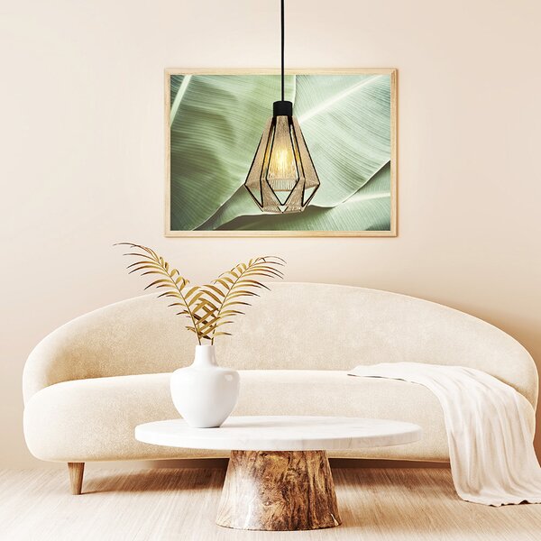 Lampadario Contemporaneo Adwickle 1 Luce Metallo Nero E Tessuto
