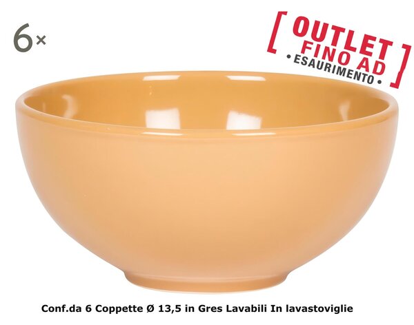 Coppette da Macedoni 6 pezzi diametro 13x13x h11 cm - 250 Ml in GRES adatto alla lavastoviglie colore Nocciola