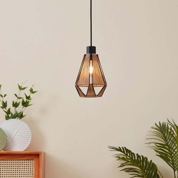 Lampadario Contemporaneo Adwickle 1 Luce Metallo Nero E Tessuto