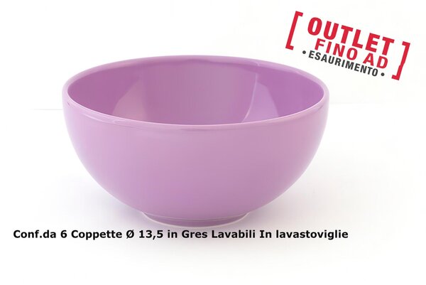 Coppette da Macedoni 6 pezzi diametro 13x13x h11 cm - 250 Ml in GRES adatto alla lavastoviglie colore Lilla