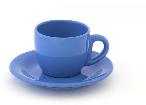 Tazzine Da Caffe con piattino set da 2 in Ceramica 6,5x6,5x h5 cm-100 cc Collezione lavabile in lavastoviglie colore BLU