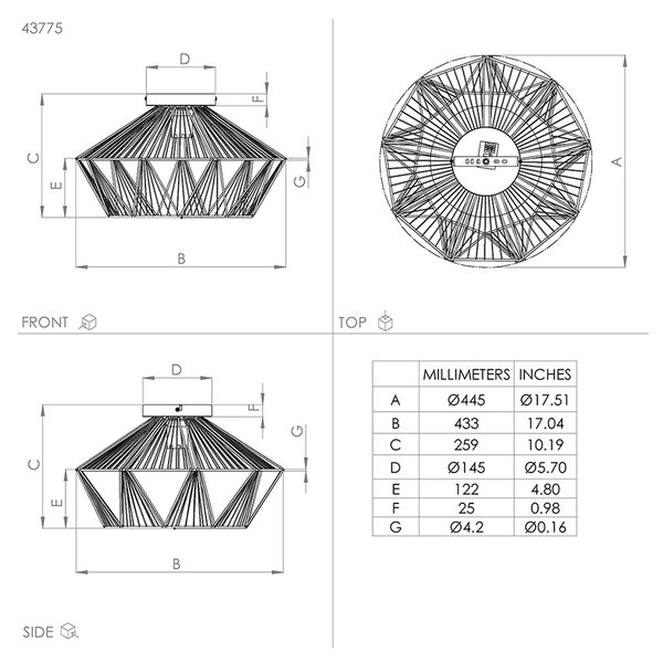 Plafoniera Contemporanea Adwickle 1 Luce Metallo Nero E Tessuto