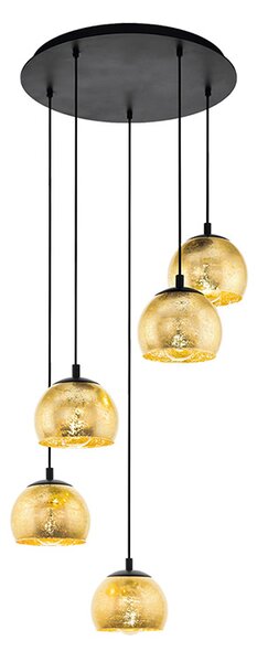 Lampadario Contemporaneo Albaraccin 5 Luci Metallo Nero