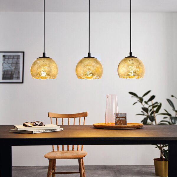 Lampadario Contemporaneo Albaraccin 3 Luci Metallo Nero