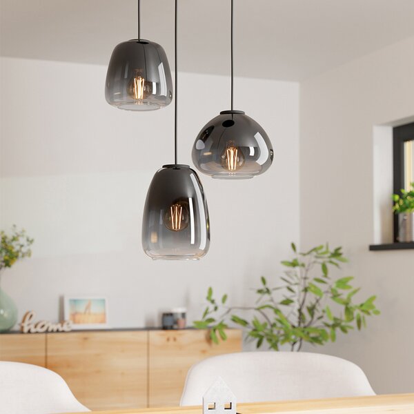 Lampadario Contemporaneo Aguilares 3 Luci Pendenti Metallo Nero