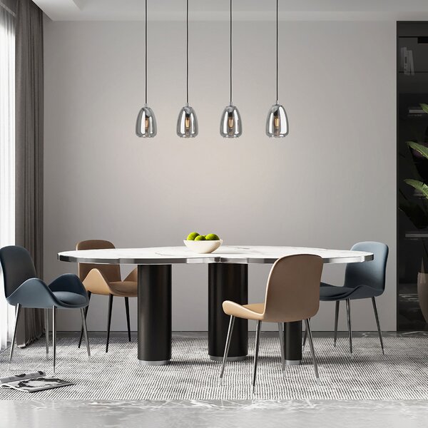 Lampadario Contemporaneo Alobrase 4 Luci Metallo Cromo