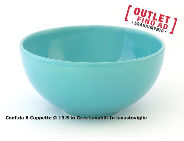 Coppette da Macedoni 6 pezzi diametro 13x13x h11 cm - 250 Ml in GRES adatto alla lavastoviglie colore Azzurro