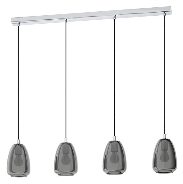 Lampadario Contemporaneo Alobrase 4 Luci Metallo Cromo