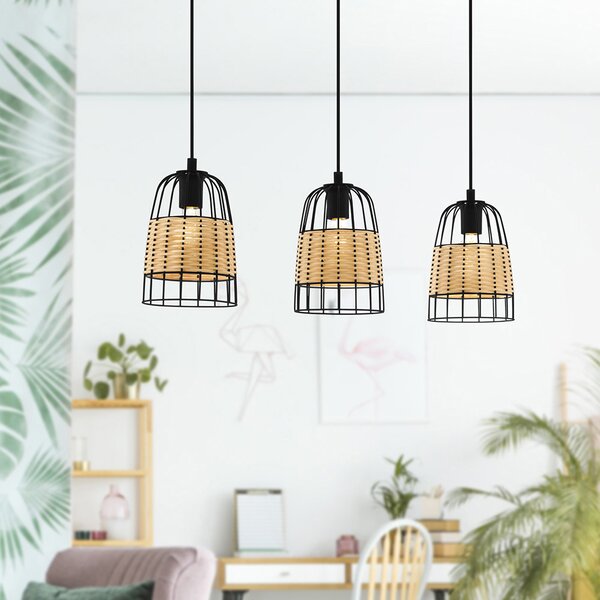 Lampadario Industrial Anwick 3 Luci Metallo Nero