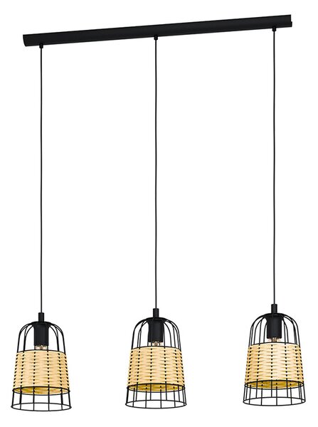 Lampadario Industrial Anwick 3 Luci Metallo Nero