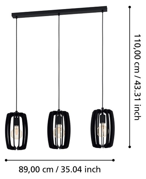 Lampadario Industrial Bajazzara 3 Luci Acciaio Nero Diffusore Nero