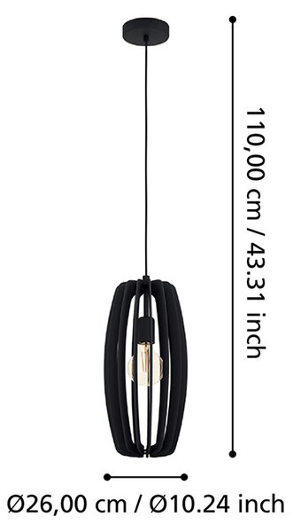 Lampadario Industrial Bajazzara 1 Luce Acciaio Nero Diffusore Nero