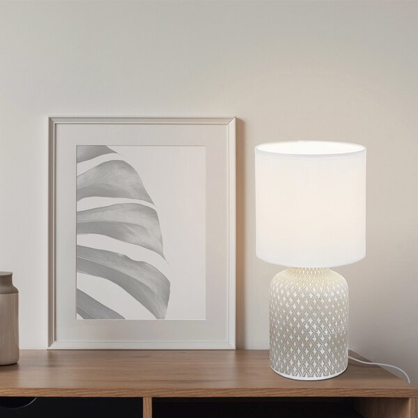Lampada Da Scrivania Contemporanea Bellariva 1 Luce Ceramica Grigio