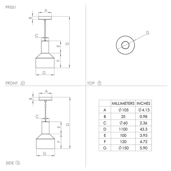 Lampadario Moderno Casibare 1 Luce Acciaio Nero