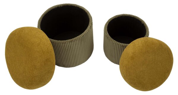 Pouf SET 2 pezzi dal caldo tono Crema uniscono design moderno e funzionalit� Dimensioni 42x44-35x37cm, Mustard