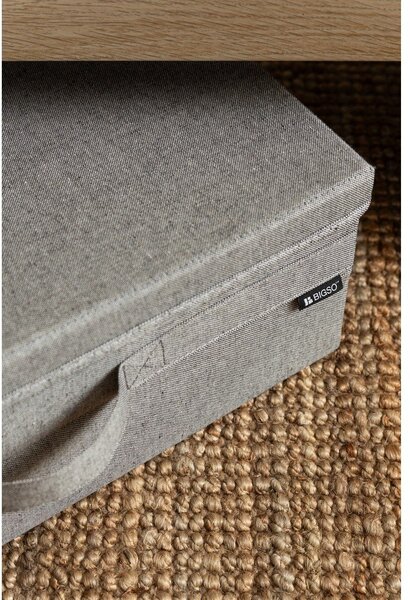 Scatola con coperchio grigia in tessuto 46x56x16 cm Soft Storage Low – Bigso