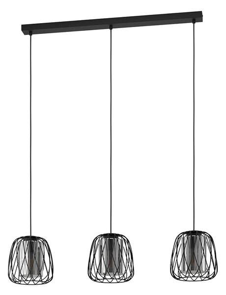 Lampadario Industrial Floresta 3 Luci Acciaio Nero