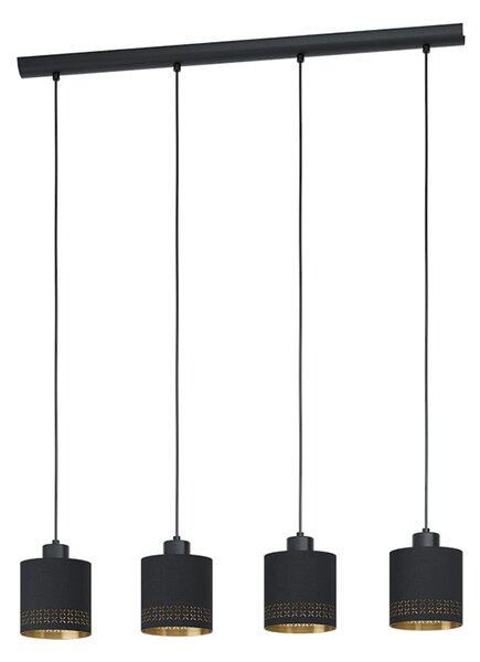 Lampadario Moderno Esteperra 4 Luci Acciaio Nero