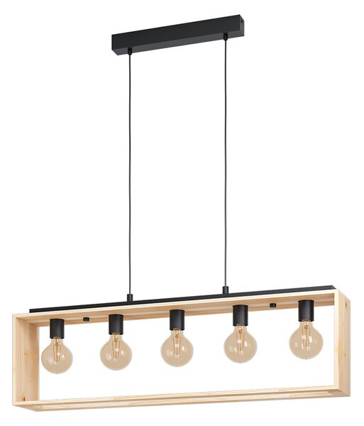 Lampadario Industrial Famborough 5 Luci Metallo Nero