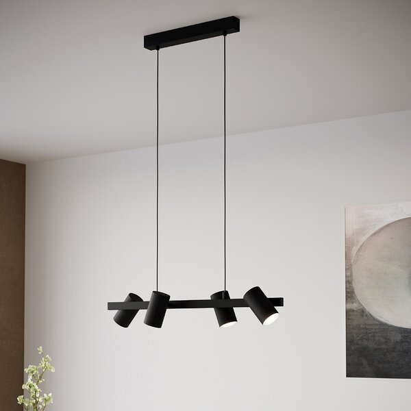 Lampadario Industrial Gatuela 1 4 Luci Acciaio Nero
