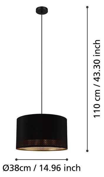 Lampadario Moderno Esteperra 1 Luce Acciaio Nero