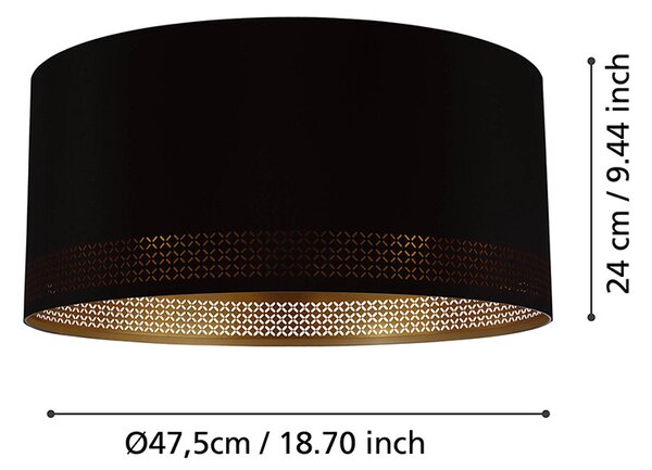 Plafoniera Moderna Esteperra 1 Luce Acciaio Nero