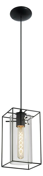 Lampadario Industrial Loncino 1 Luce Acciaio Nero