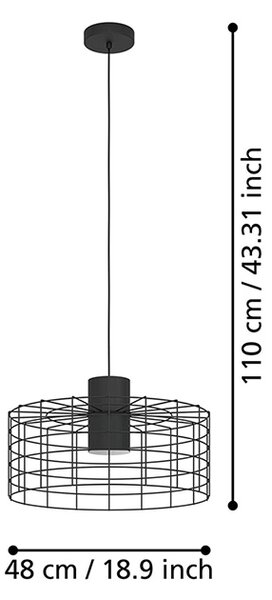 Lampadario Industrial Milligan Grande 1 Luce Acciaio Nero E Bianco