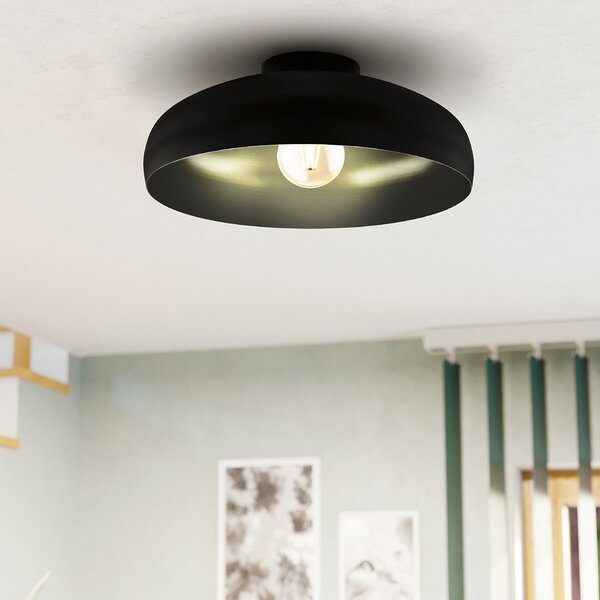Plafoniera Contemporanea Mogano 1 Luce Acciaio Nero