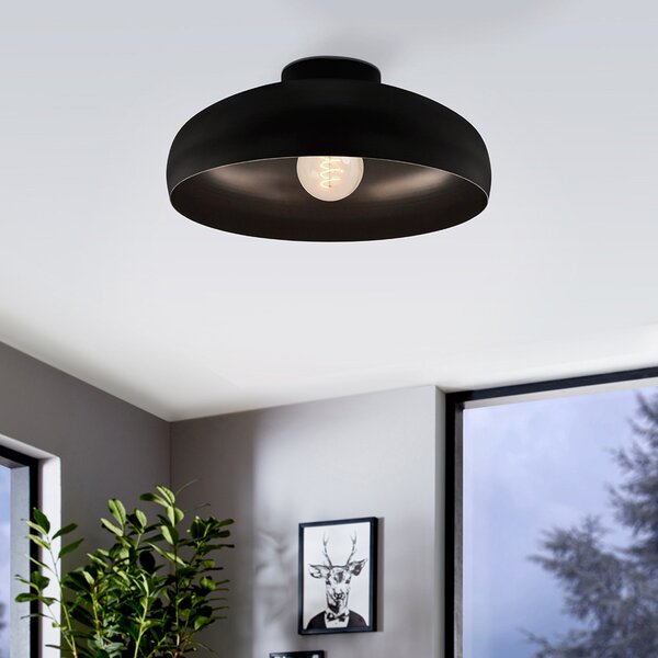 Plafoniera Contemporanea Mogano 1 Luce Acciaio Nero