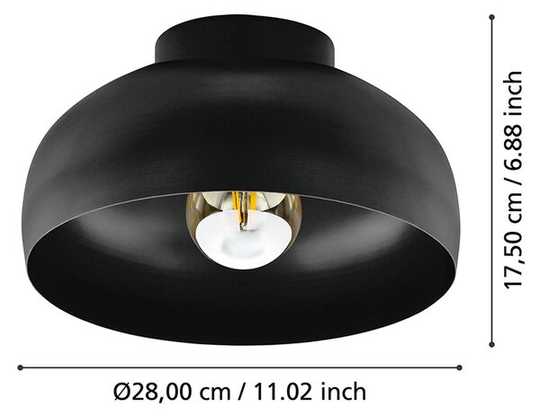 Plafoniera Contemporanea Mogano 2 1 Luce Acciaio Nero