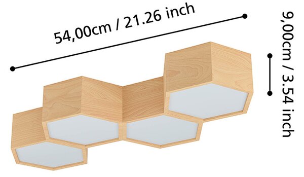 Plafoniera Industrial Mirlas 4 Luci Legno Marrone