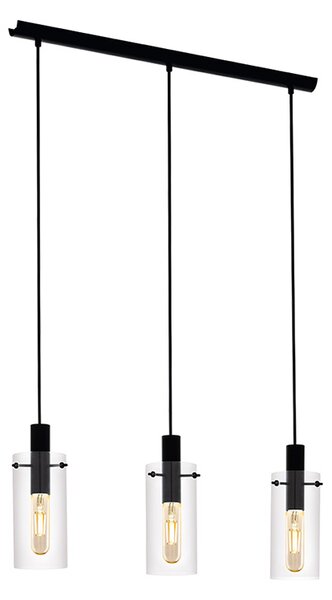 Lampadario Industrial Montefino 3 Luci Acciaio Nero
