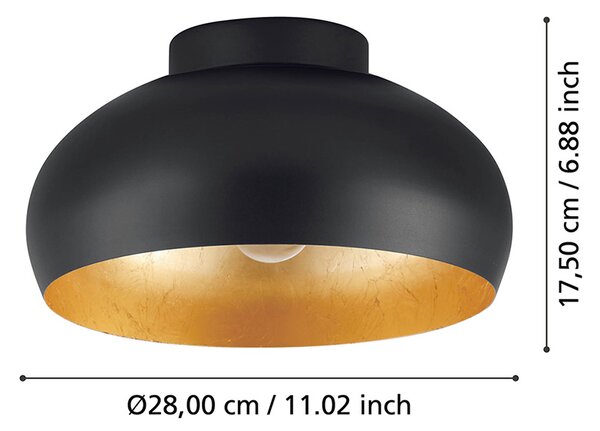 Plafoniera Contemporanea Mogano 2 1 Luce Acciaio Nero E Oro