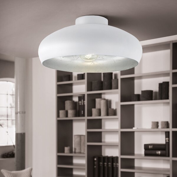 Plafoniera Contemporanea Mogano 1 Luce Acciaio Bianco E Argento