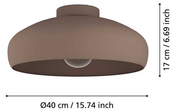 Plafoniera Contemporanea Mogano 1 Luce Acciaio Marrone