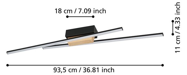 Plafoniera Moderna Panagria Led Alluminio Rivestito In Legno Nero E Marrone