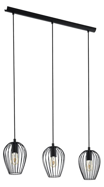 Lampadario Industrial Newtown 3 Luci Acciaio Nero