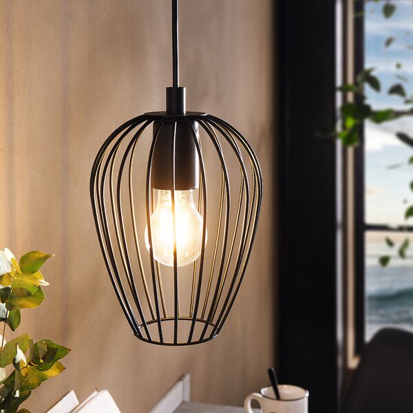 Lampadario Industrial Newtown Piccolo 1 Luce Acciaio Nero